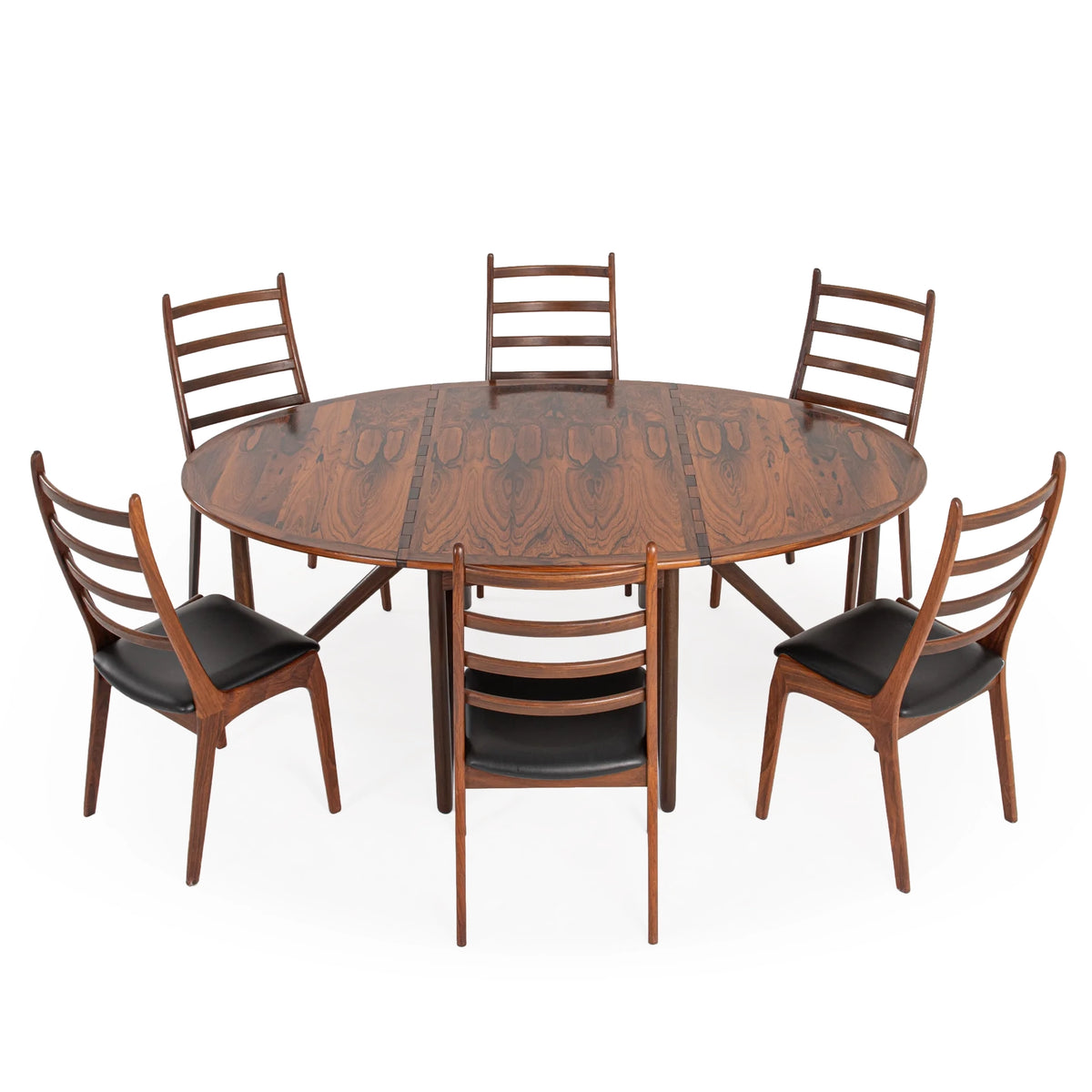 Niels Koefoed Rosewood Drop-Leaf Table & Henning Kjaernulf Rosewood Dining Chairs